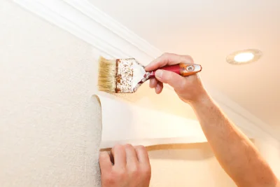 Pose de papier peint à la Loge-aux-Chèvres — revêtements muraux et toiles de verre